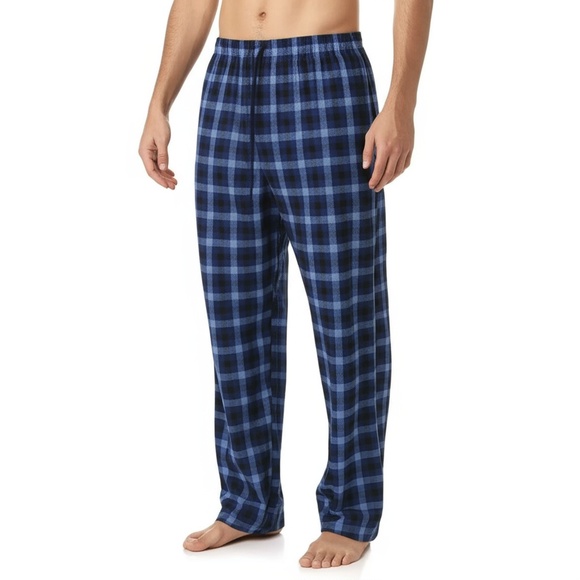 Pajama Pants Sleep Mens XL Blue Black Plaid  Drawstring Comfortable Cozy Lounge - Picture 1 of 6